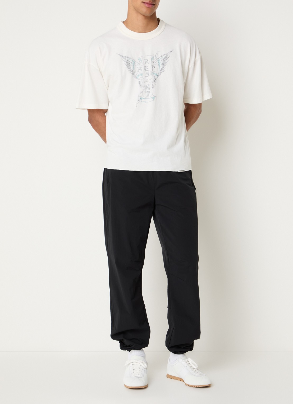 Represent Westside T-shirt met print - voorkant 2 gebroken wit