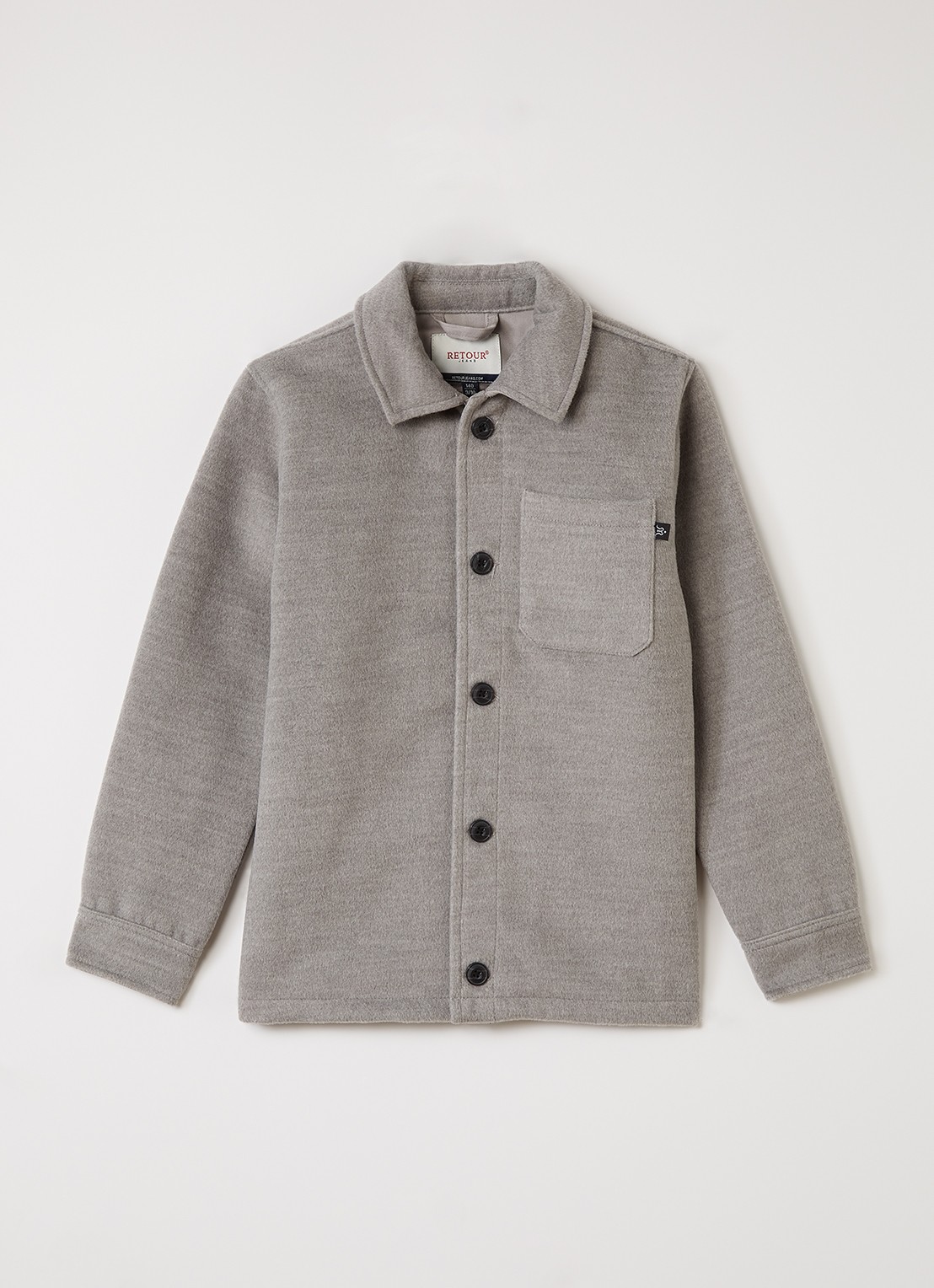 Retour Jeans Brent overshirt met borstzak - voorkant grijsmele