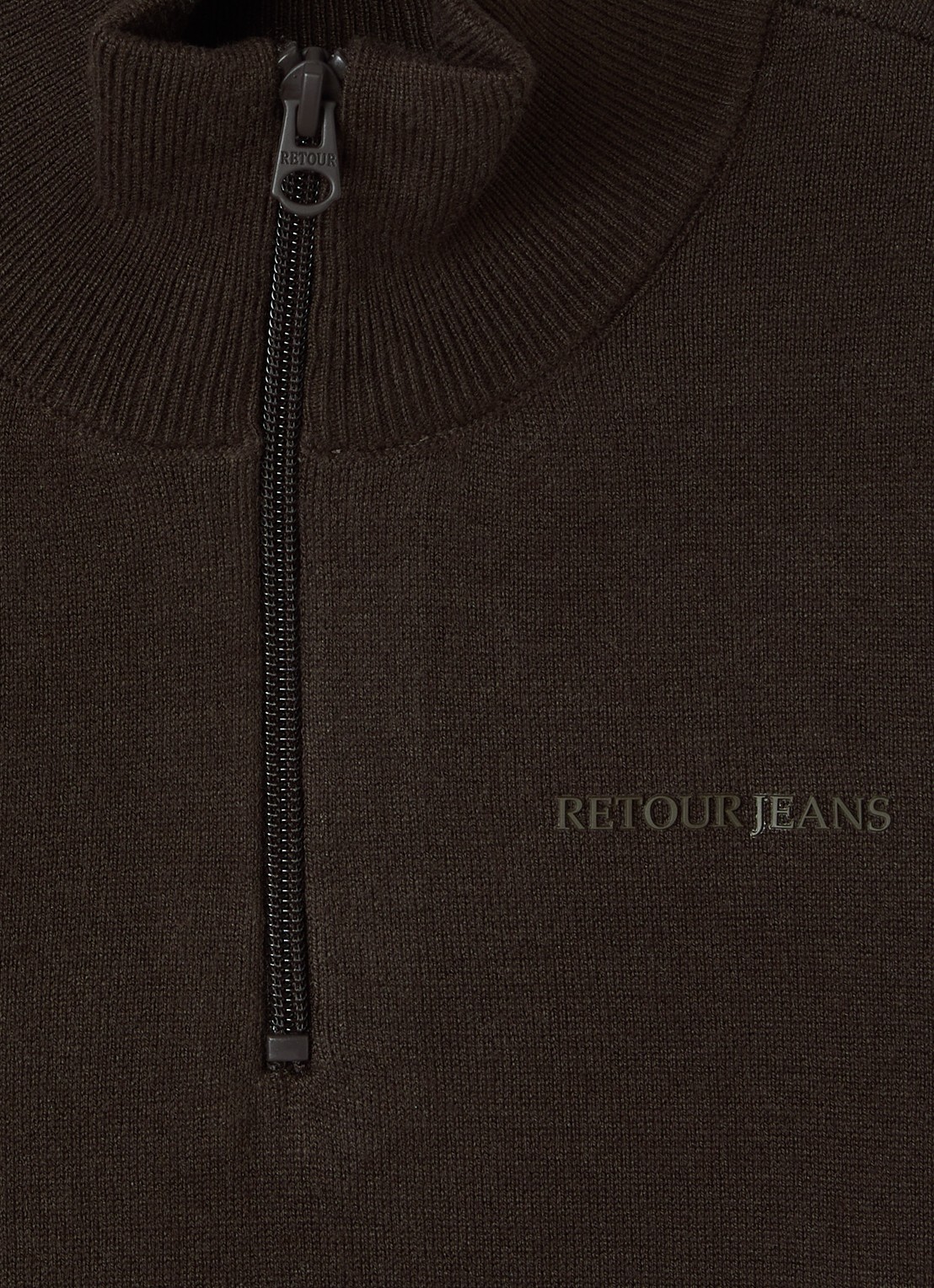 Retour Jeans Charles pullover met opstaande kraag - detail donkerbruin
