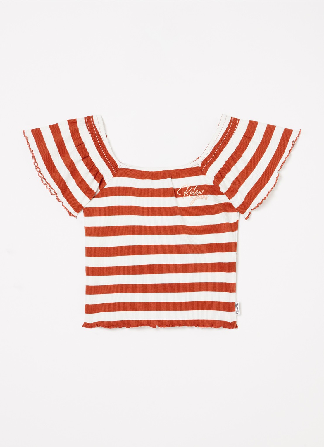 Retour Jeans Chaya top met streepprint - voorkant steenrood