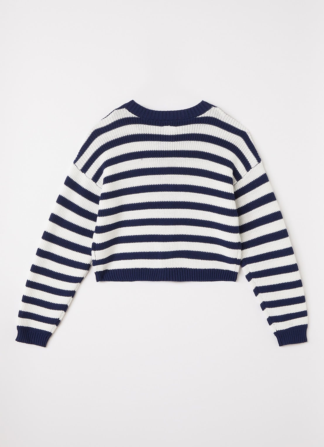 Retour Jeans Cindy grofgebreid met streepprint - achterkant 3 donkerblauw