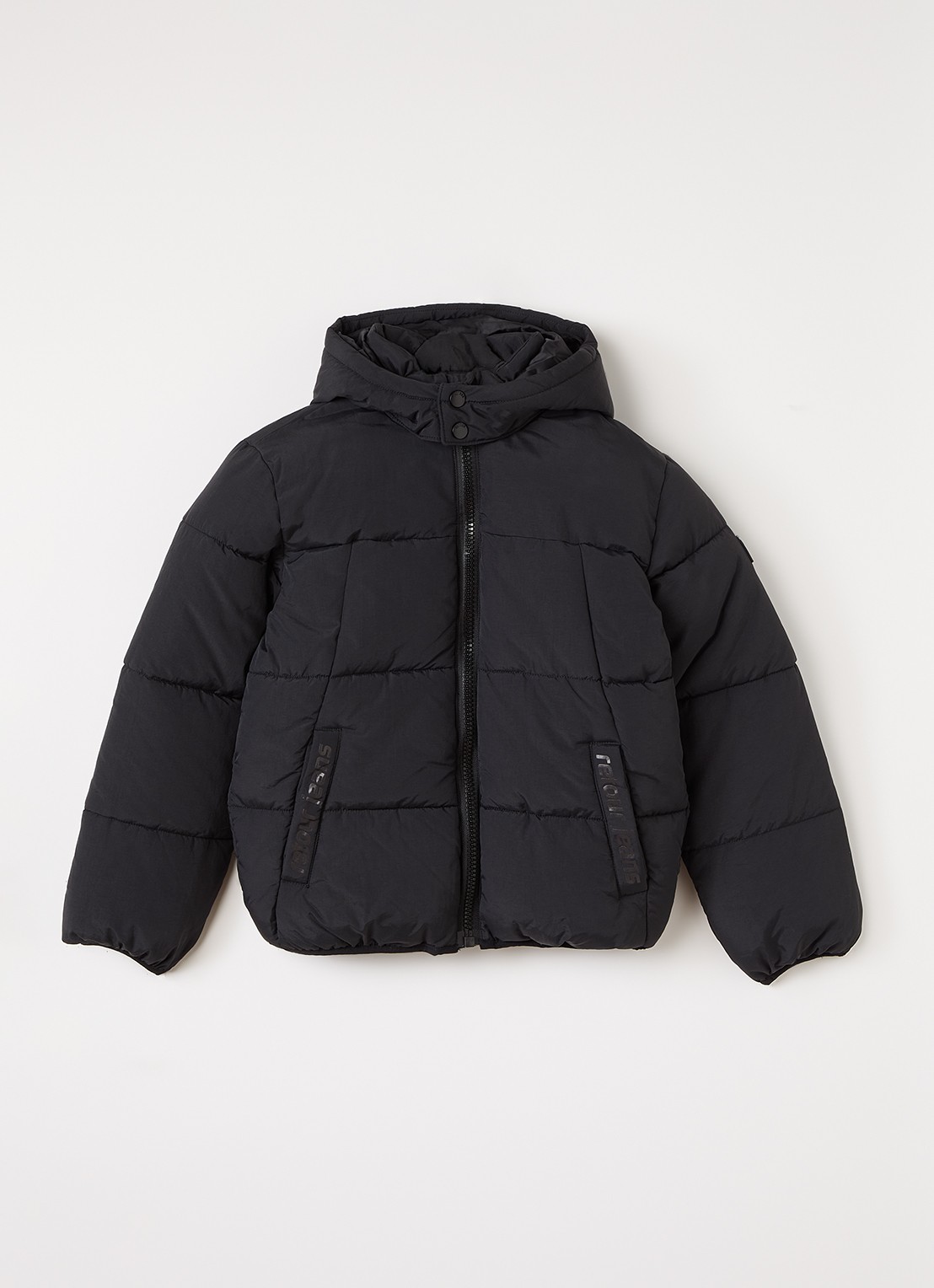 Retour Jeans Dominic puffer jack met capuchon - voorkant 2 zwart