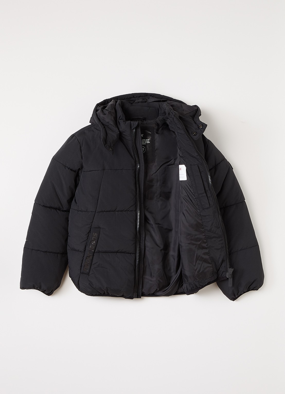 Retour Jeans Dominic puffer jack met capuchon - voorkant 3 zwart