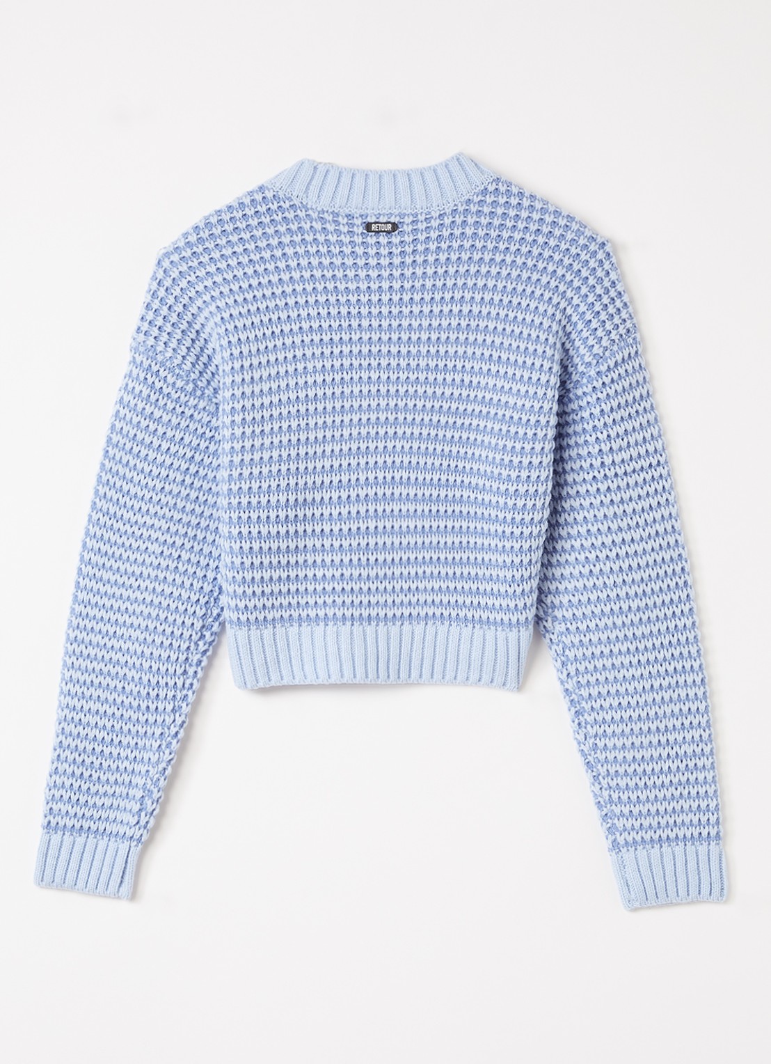 Retour Jeans Fallon grofgebreide cropped trui met ingebreid patroon - voorkant 2 lichtblauw