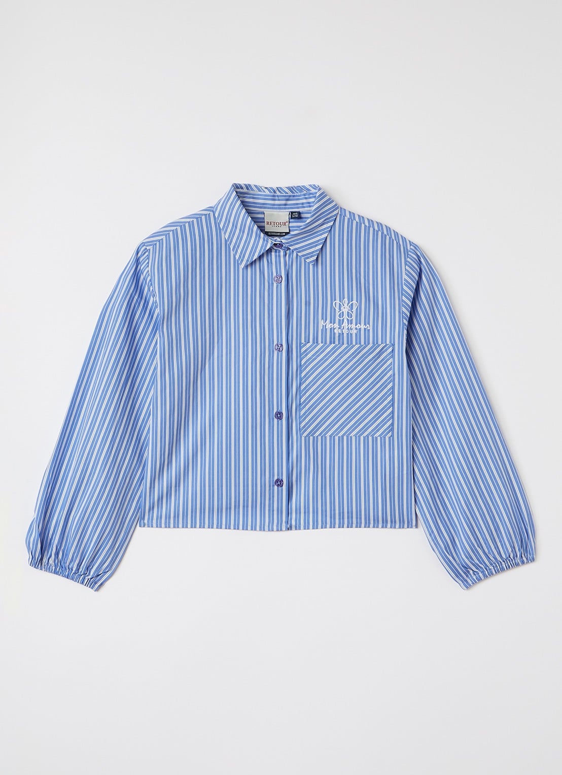 Retour Jeans Gabrina blouse met streepprint - voorkant staalblauw