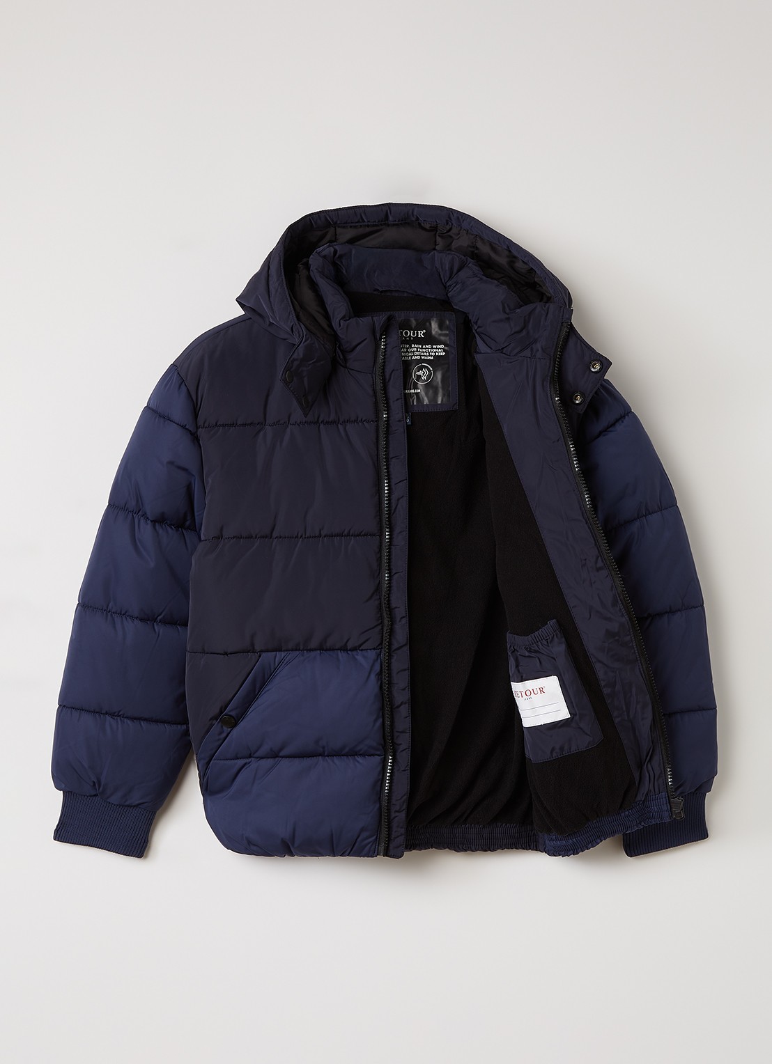 Retour Jeans Guy puffer jack met steekzakken - voorkant 2 donkerblauw