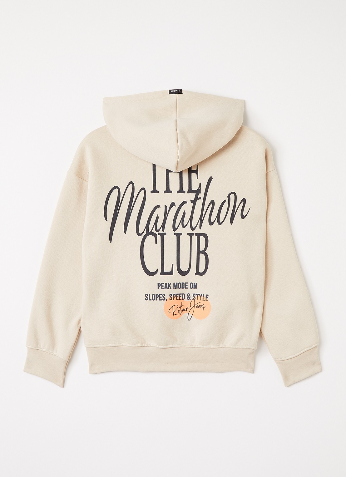 Retour Jeans Harvey hoodie met front- en backprint - voorkant 3 beige