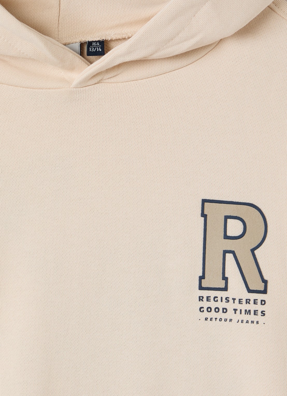 Retour Jeans Hugo hoodie met front- en backprint - detail 3 beige