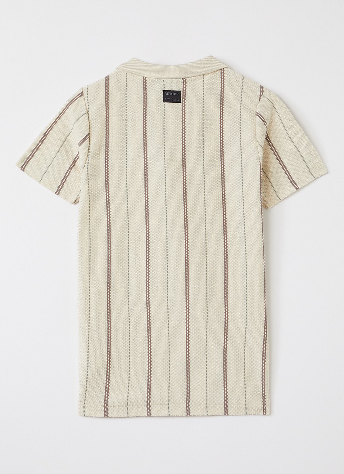 Retour Jeans Joah grofgebreid polo met streepprint - voorkant 2 beige