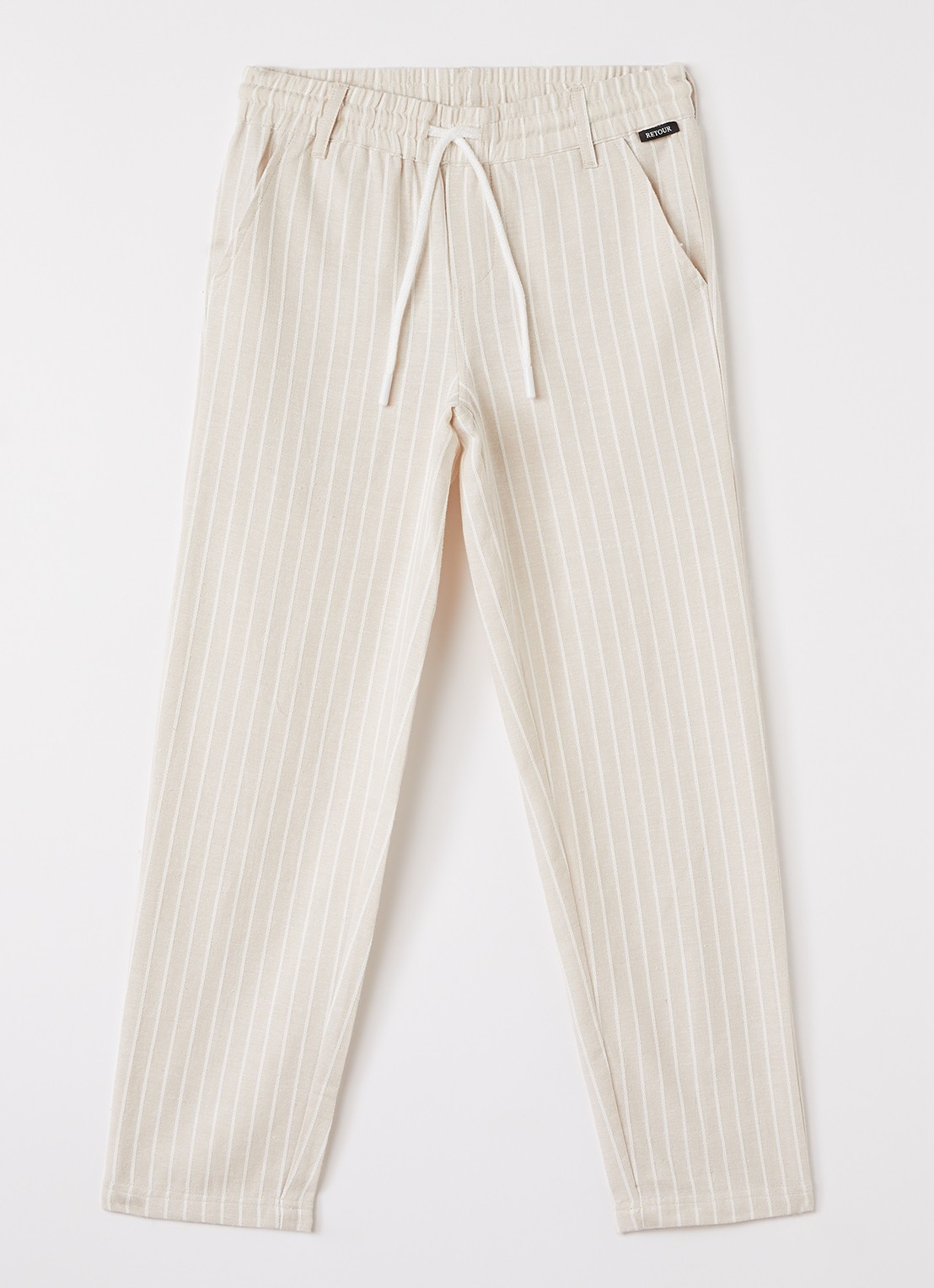 Retour Jeans Jurgen straight fit pantalon met streepprint - voorkant 2 beige