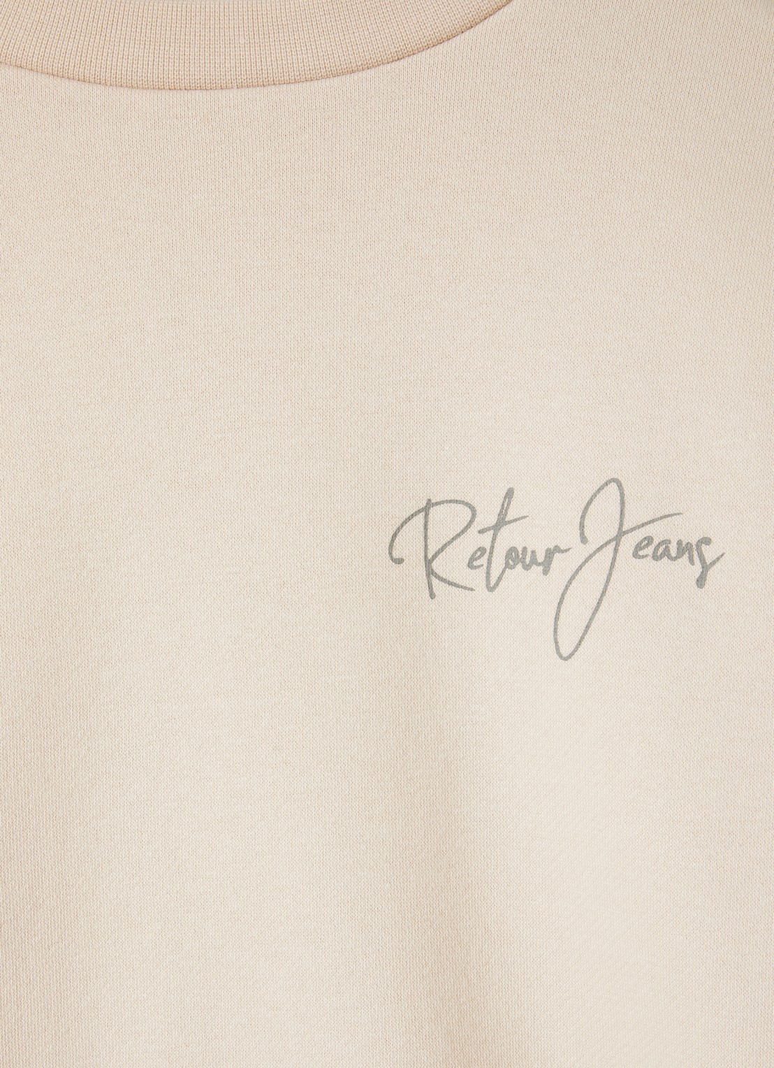 Retour Jeans Kelto sweater met logo- en backprint - detail beige