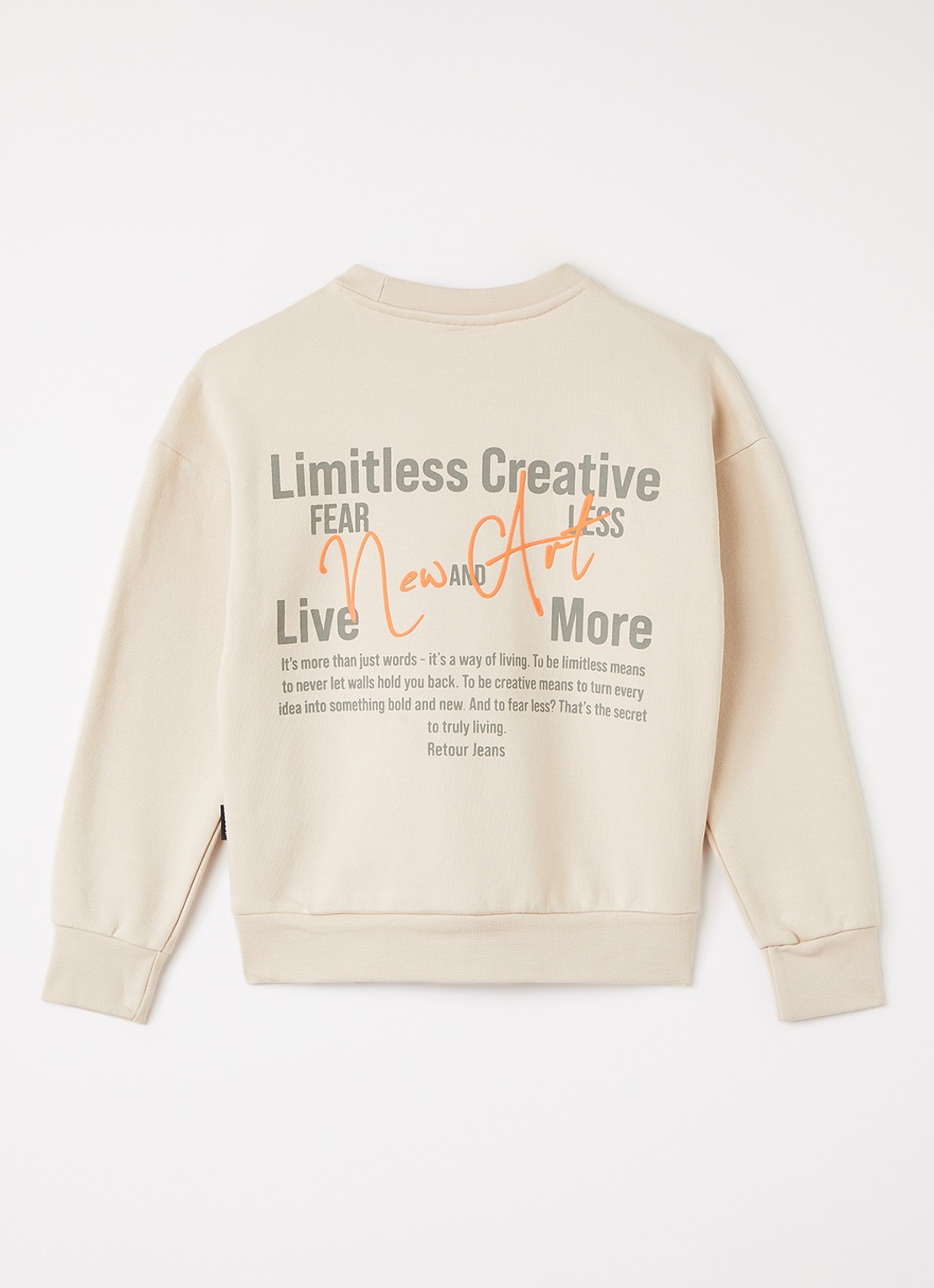 Retour Jeans Kelto sweater met logo- en backprint - voorkant 3 beige