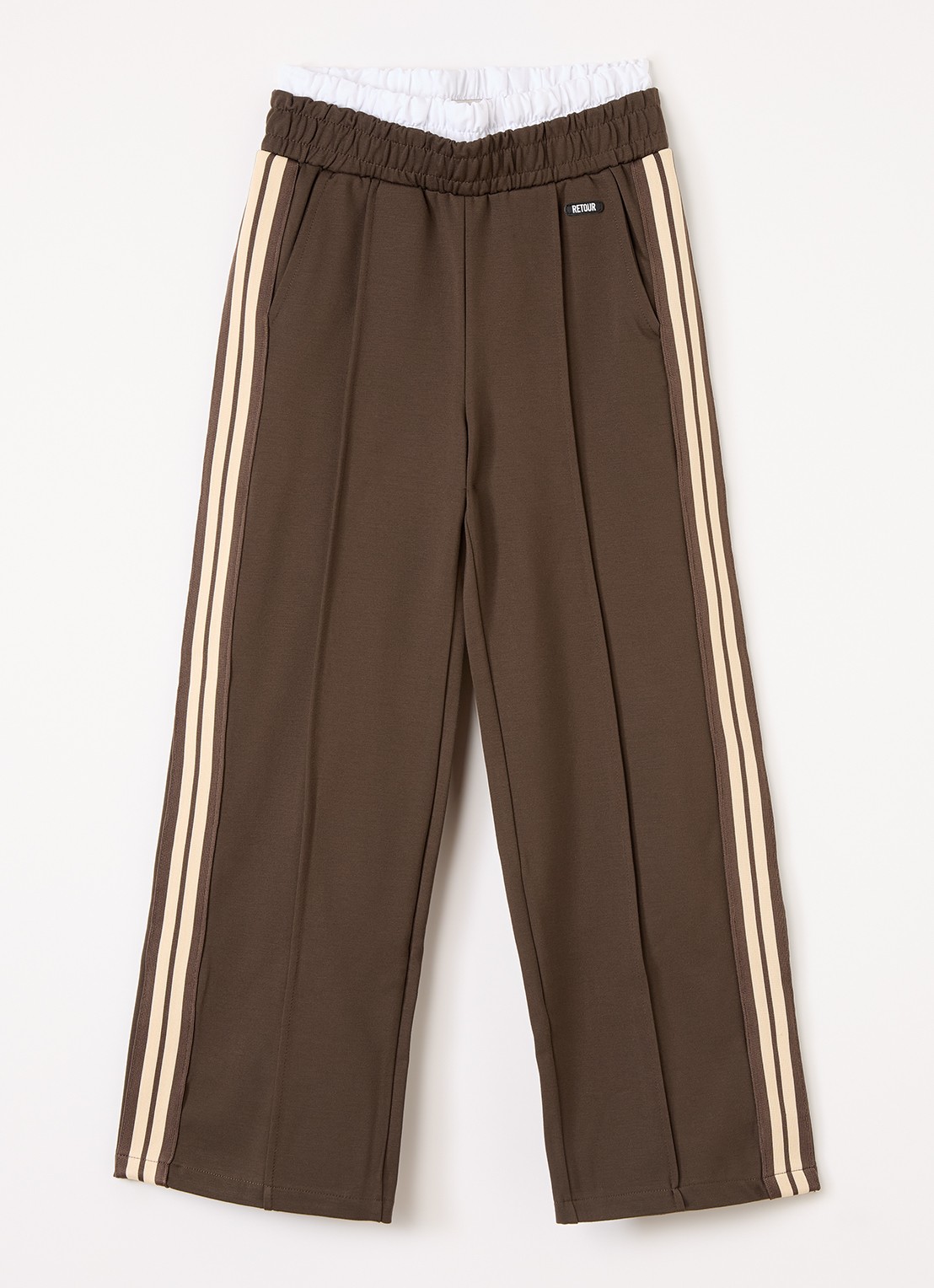 Retour Jeans Lexia straight fit trackpants met steekzakken - voorkant 2 lichtbruin