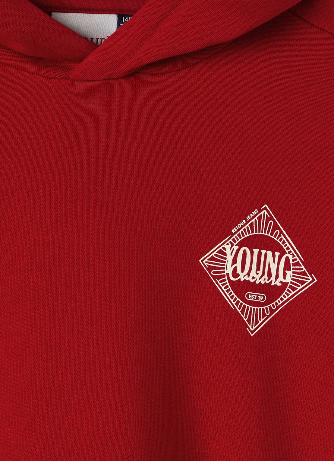 Retour Jeans Marijn hoodie met front- en backprint - detail rood