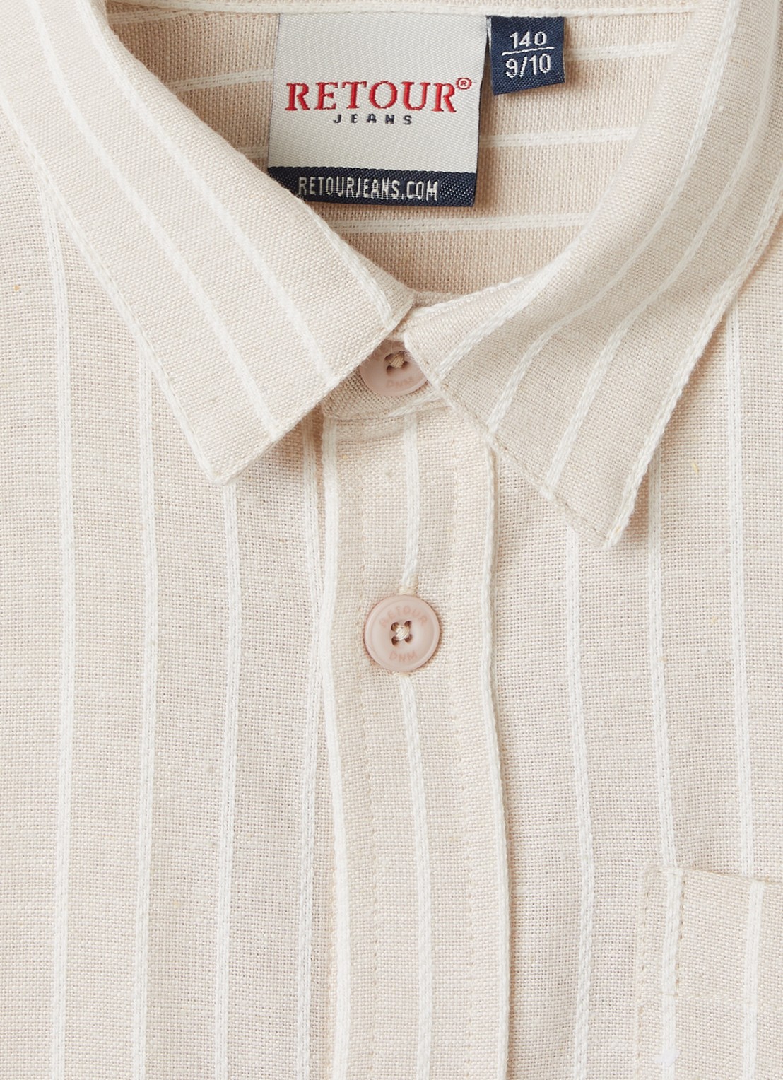 Retour Jeans Miguel blouse ín linnenblend met streepprint - detail 3 beige