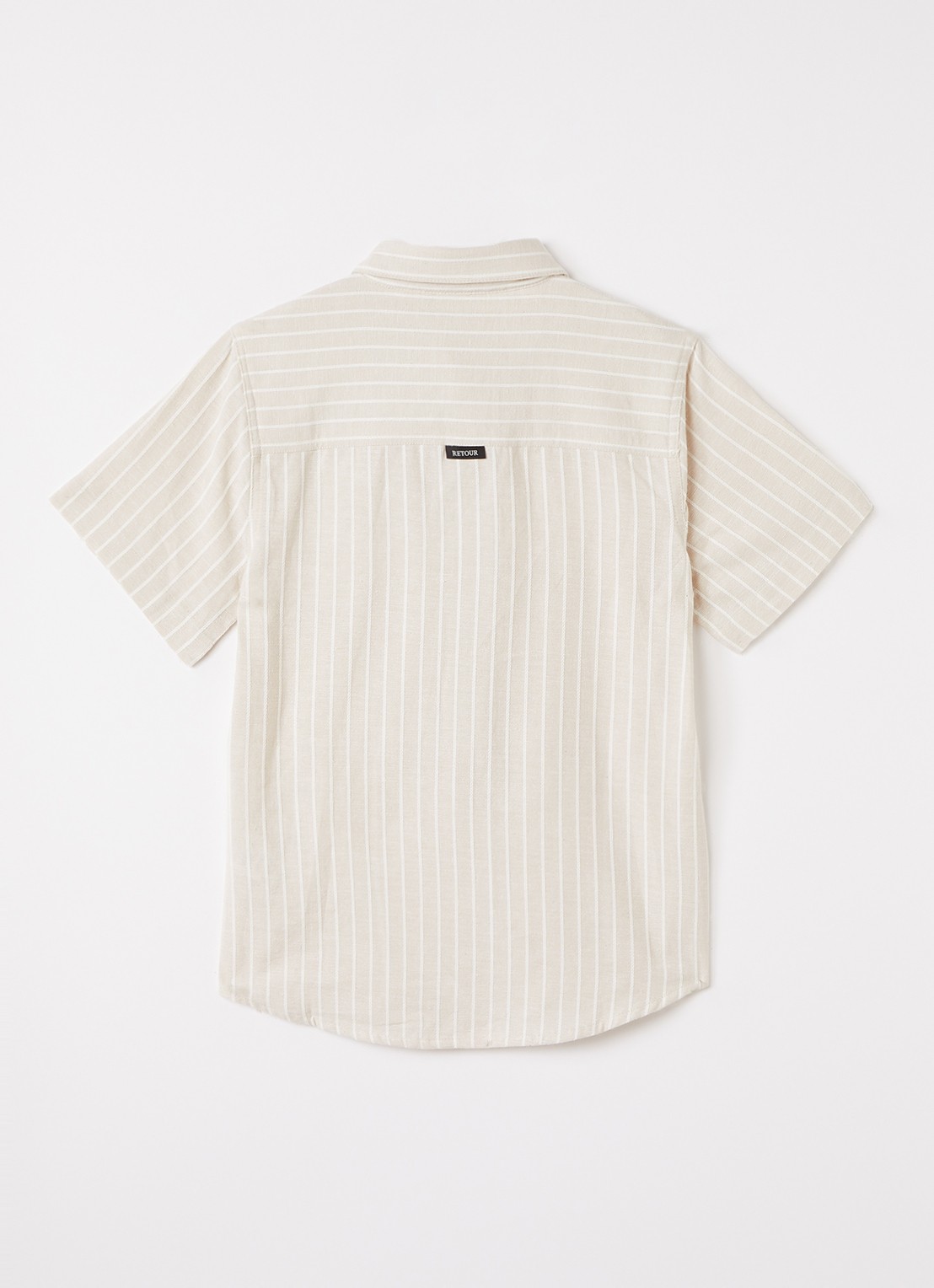 Retour Jeans Miguel blouse ín linnenblend met streepprint - voorkant 2 beige