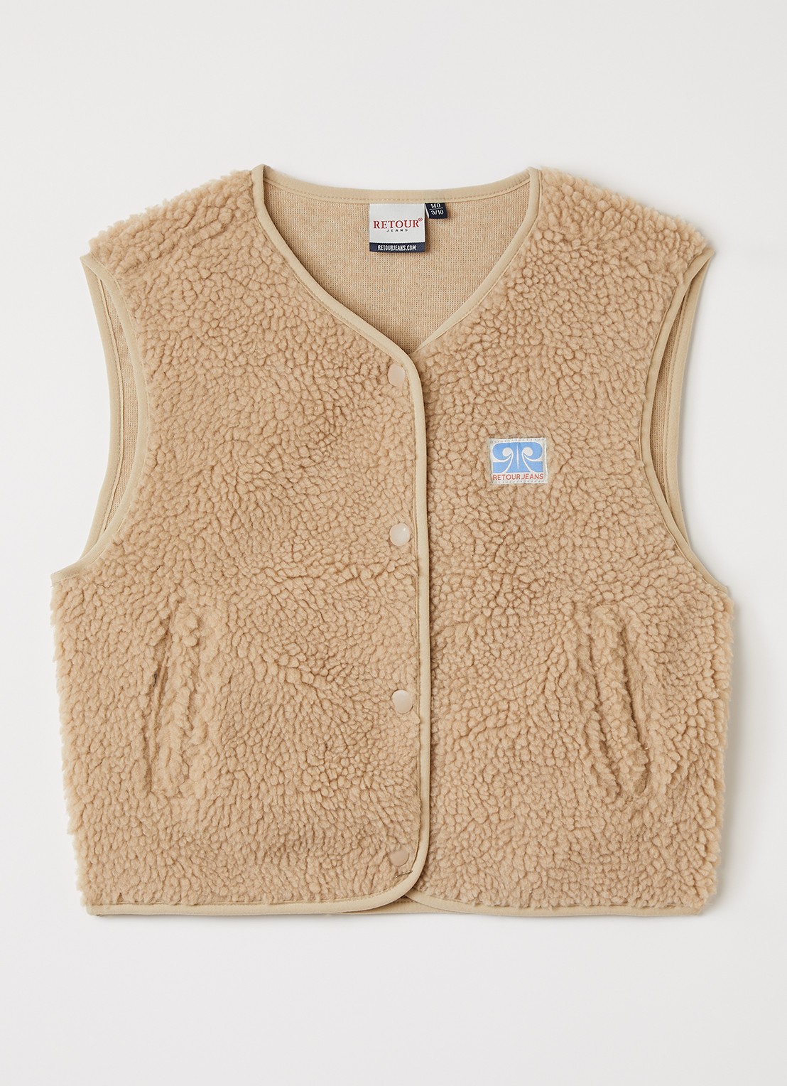 Retour Jeans Nancy bodywarmer van teddy - voorkant 2 beige