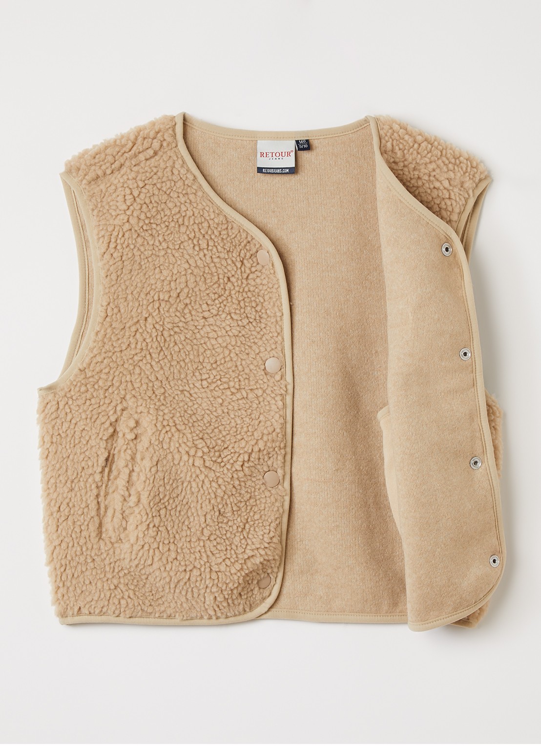 Retour Jeans Nancy bodywarmer van teddy - voorkant 3 beige