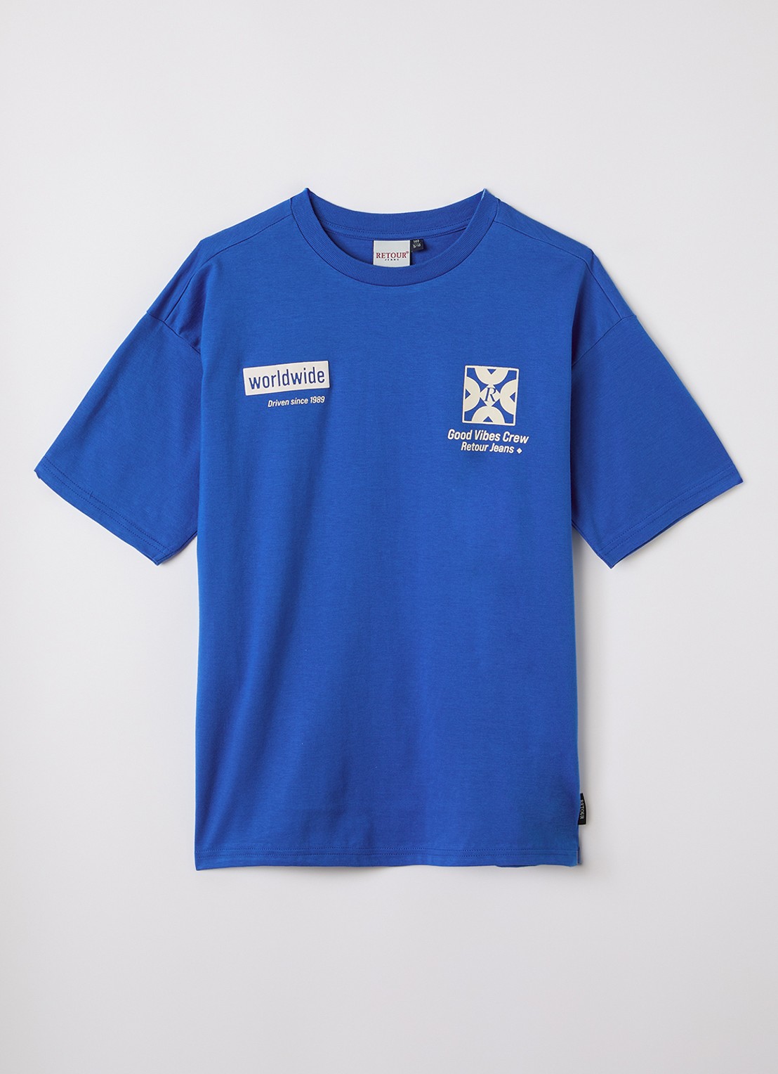 Retour Jeans Nathan T-shirt met front- en backprint - voorkant royalblauw