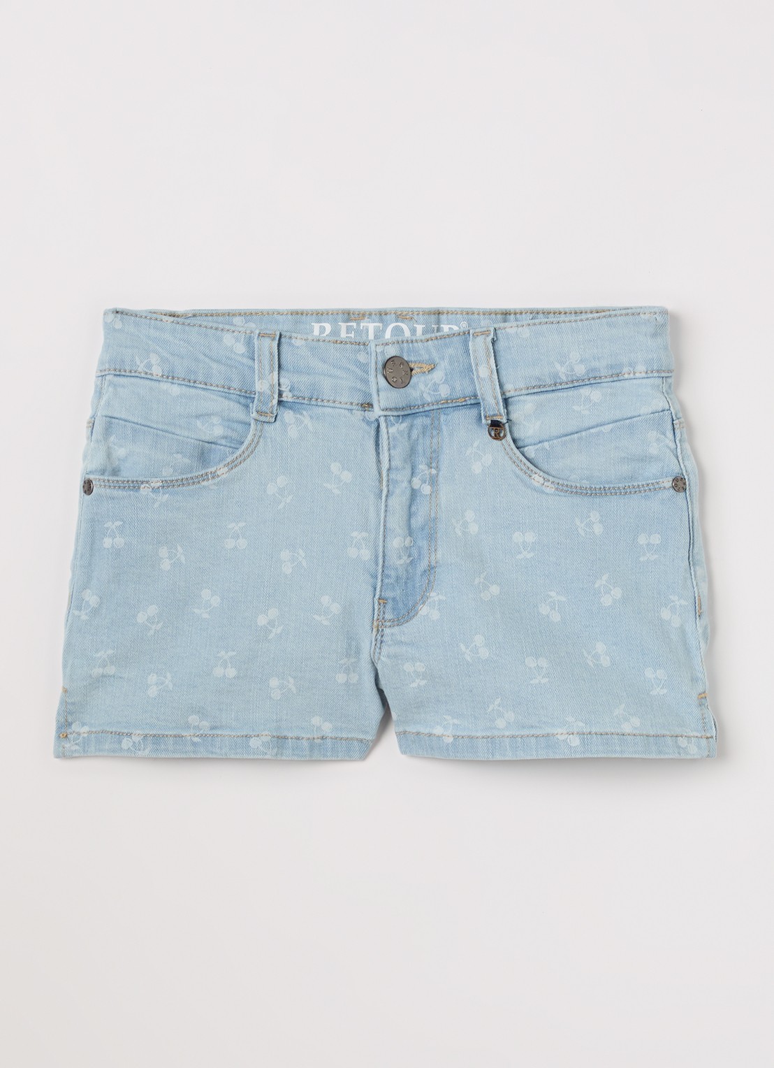 Retour Jeans Nuria straight fit korte broek van denim - voorkant 2 indigo