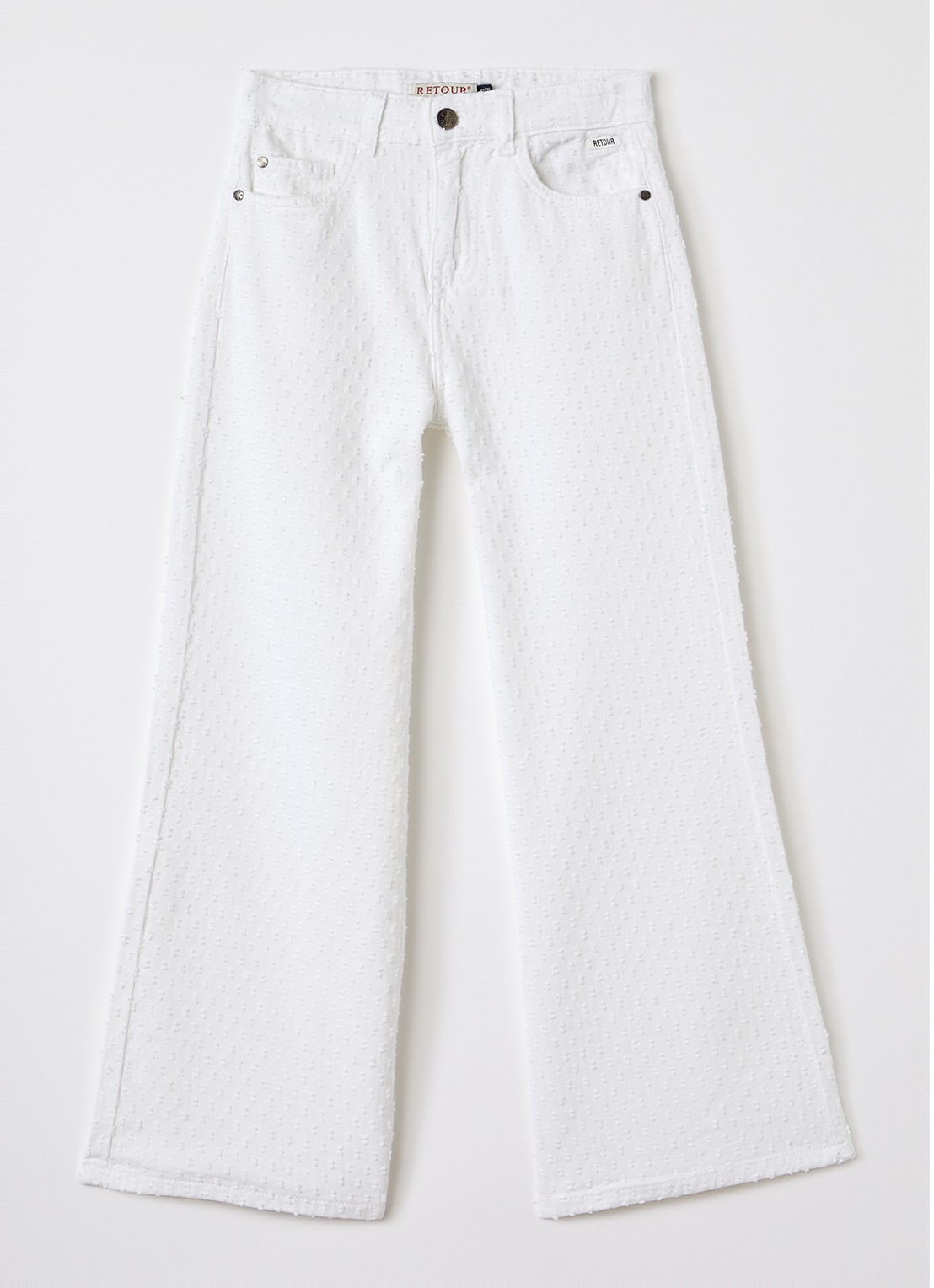 Retour Jeans Oda flared fit broek met structuur - voorkant wit