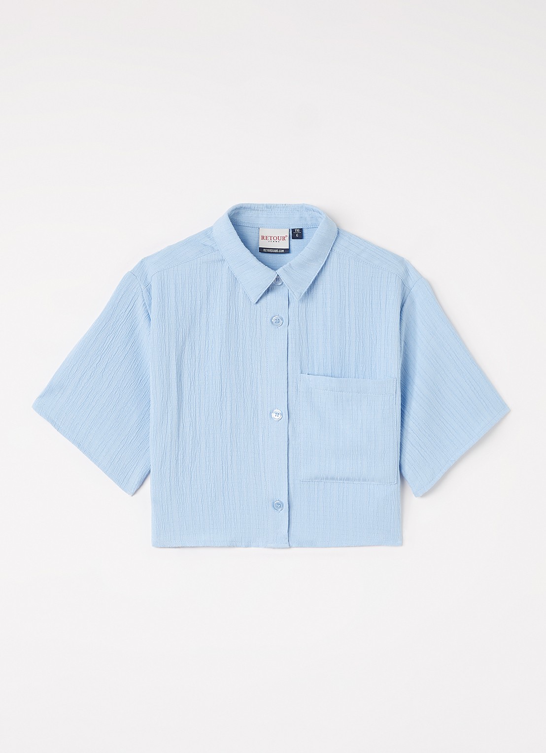 Retour Jeans Olivia blouse met structuur - voorkant lichtblauw