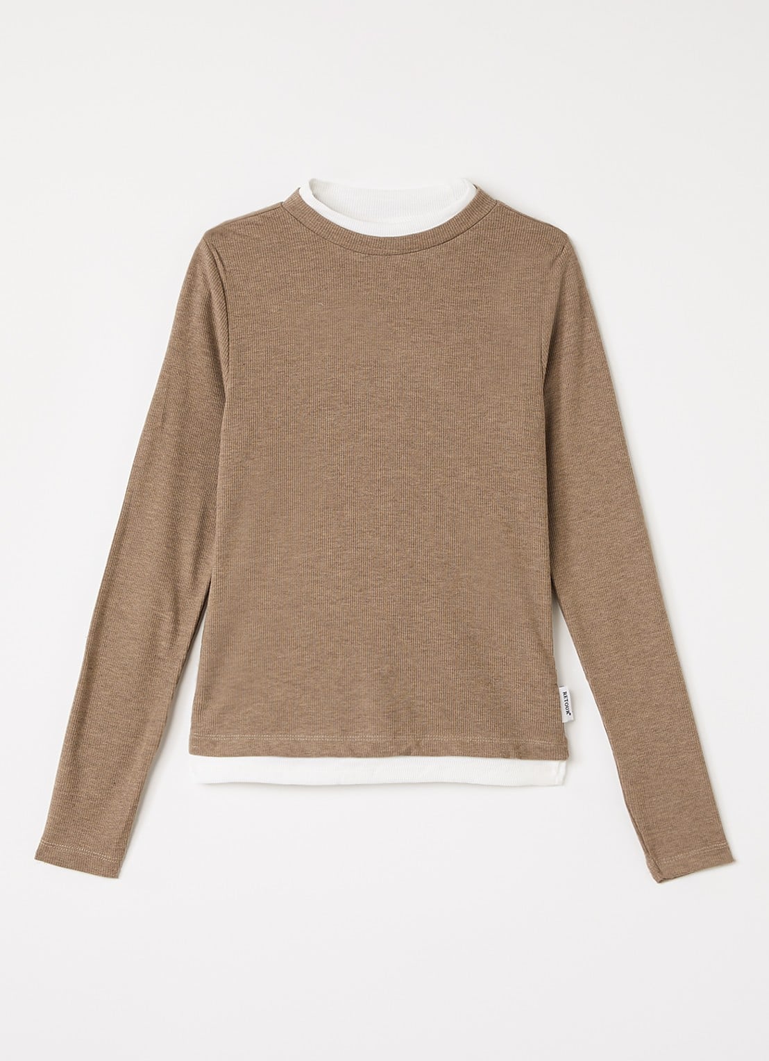 Retour Jeans Peggy fijngebreide trui met ronde hals - voorkant 2 donkerbeige
