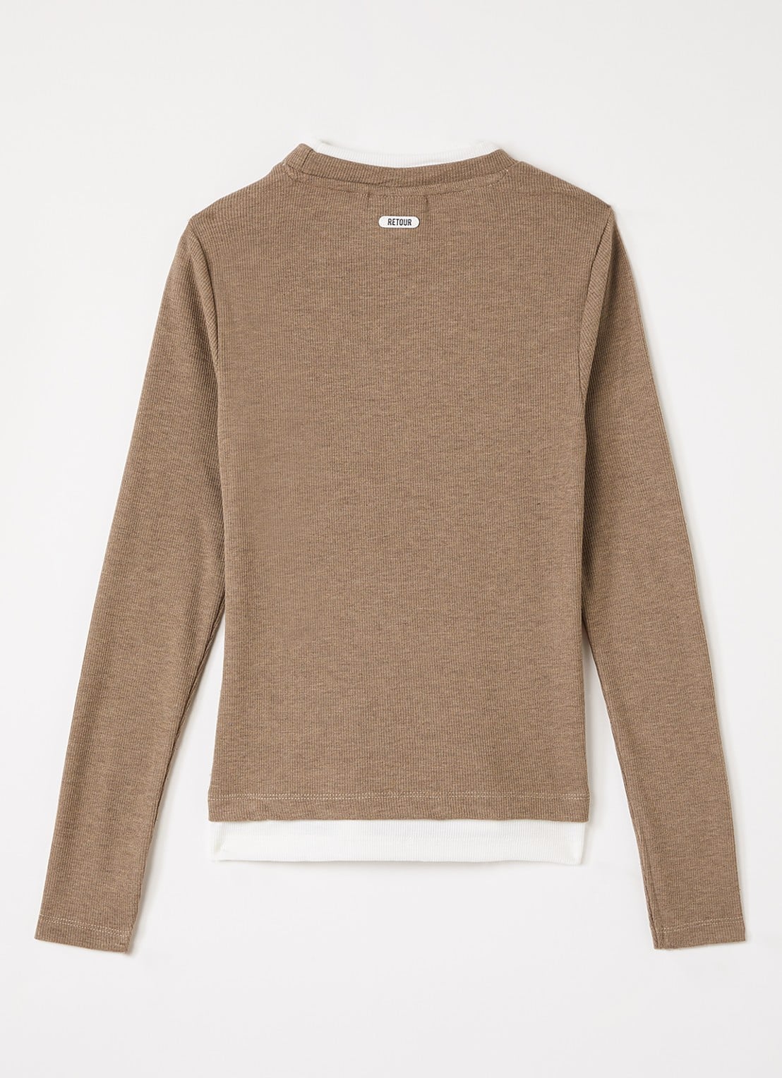 Retour Jeans Peggy fijngebreide trui met ronde hals - voorkant 3 donkerbeige