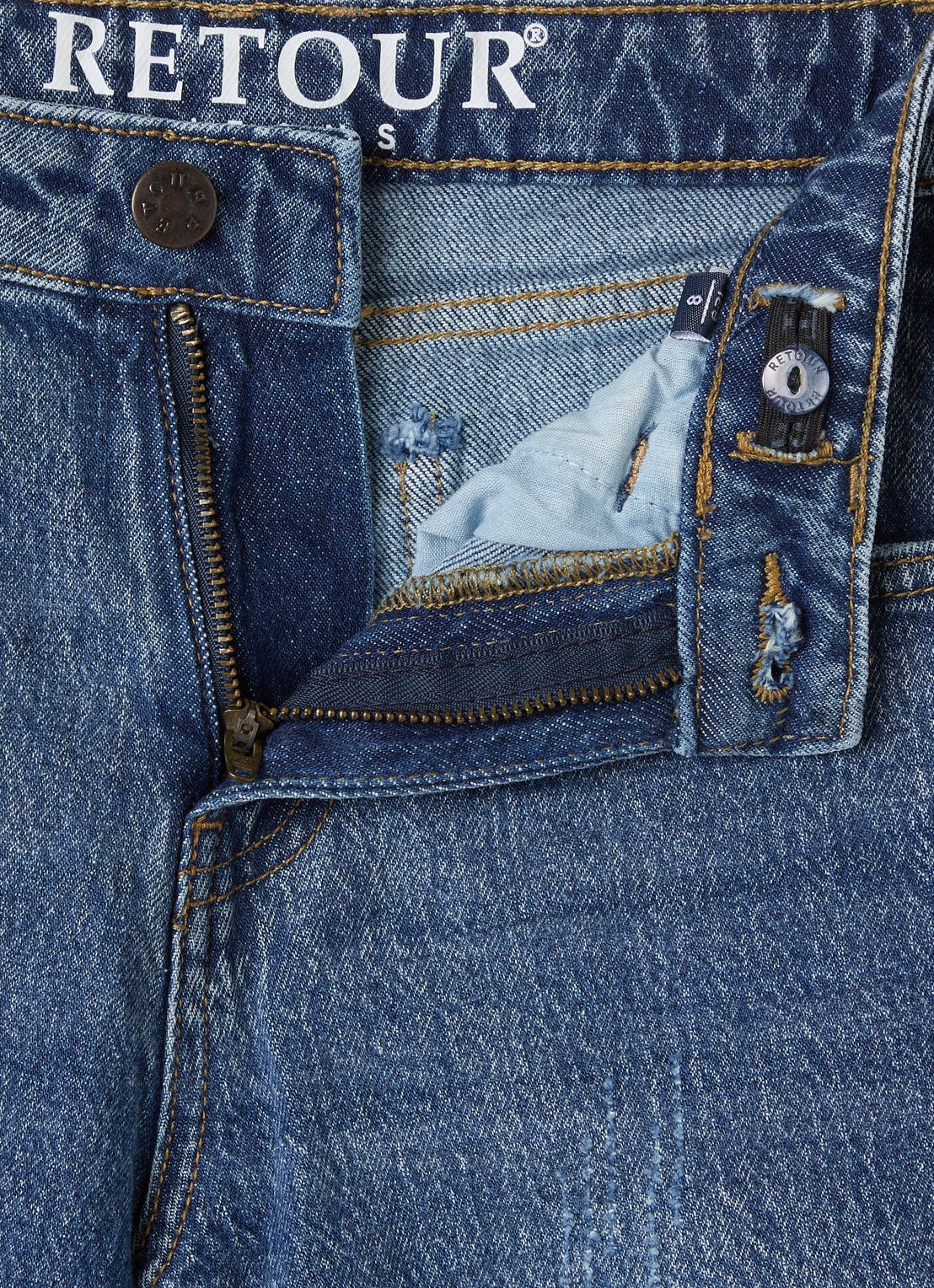 Retour Jeans Pippa tapered jeans met medium wassing - detail indigo