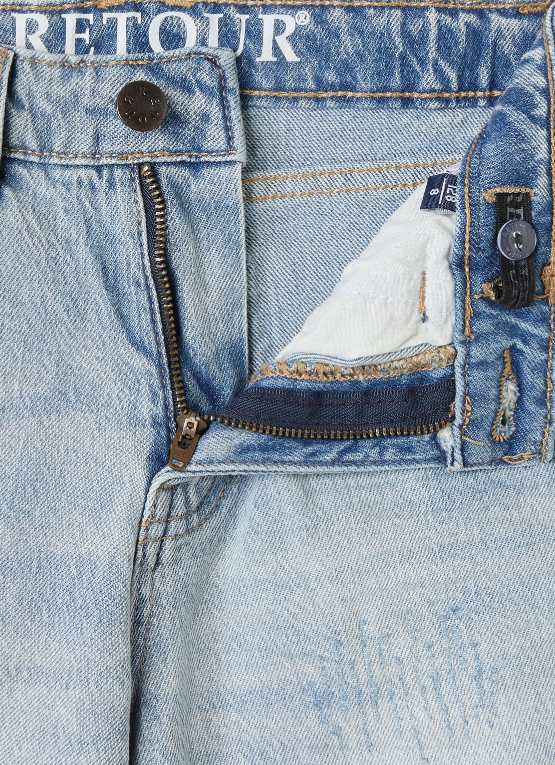 Retour Jeans Pippa tapered jeans met medium wassing - detail lichtblauw