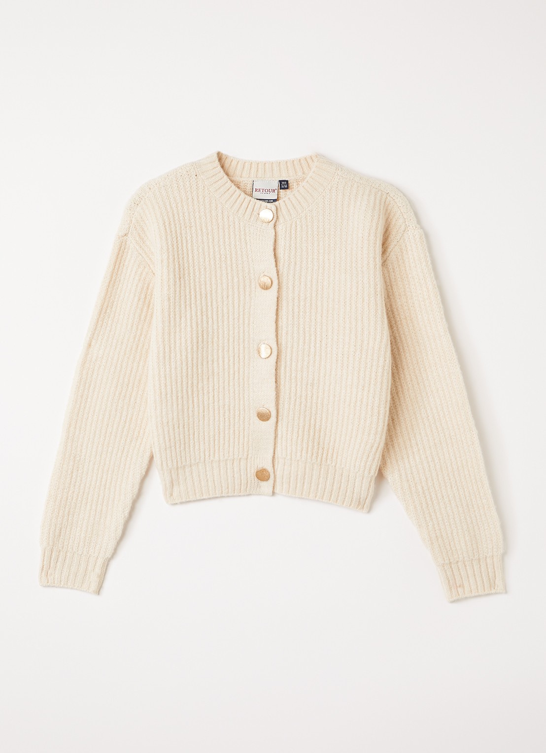 Retour Jeans Ribgebreid vest met ronde hals - voorkant 2 beige