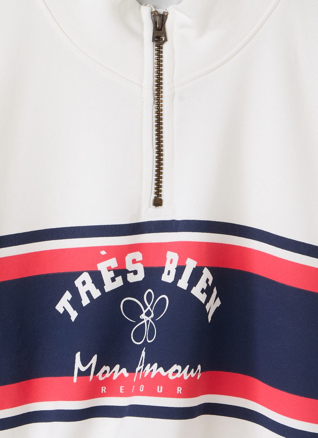 Retour Jeans Shala sweater met halve rits - detail gebroken wit