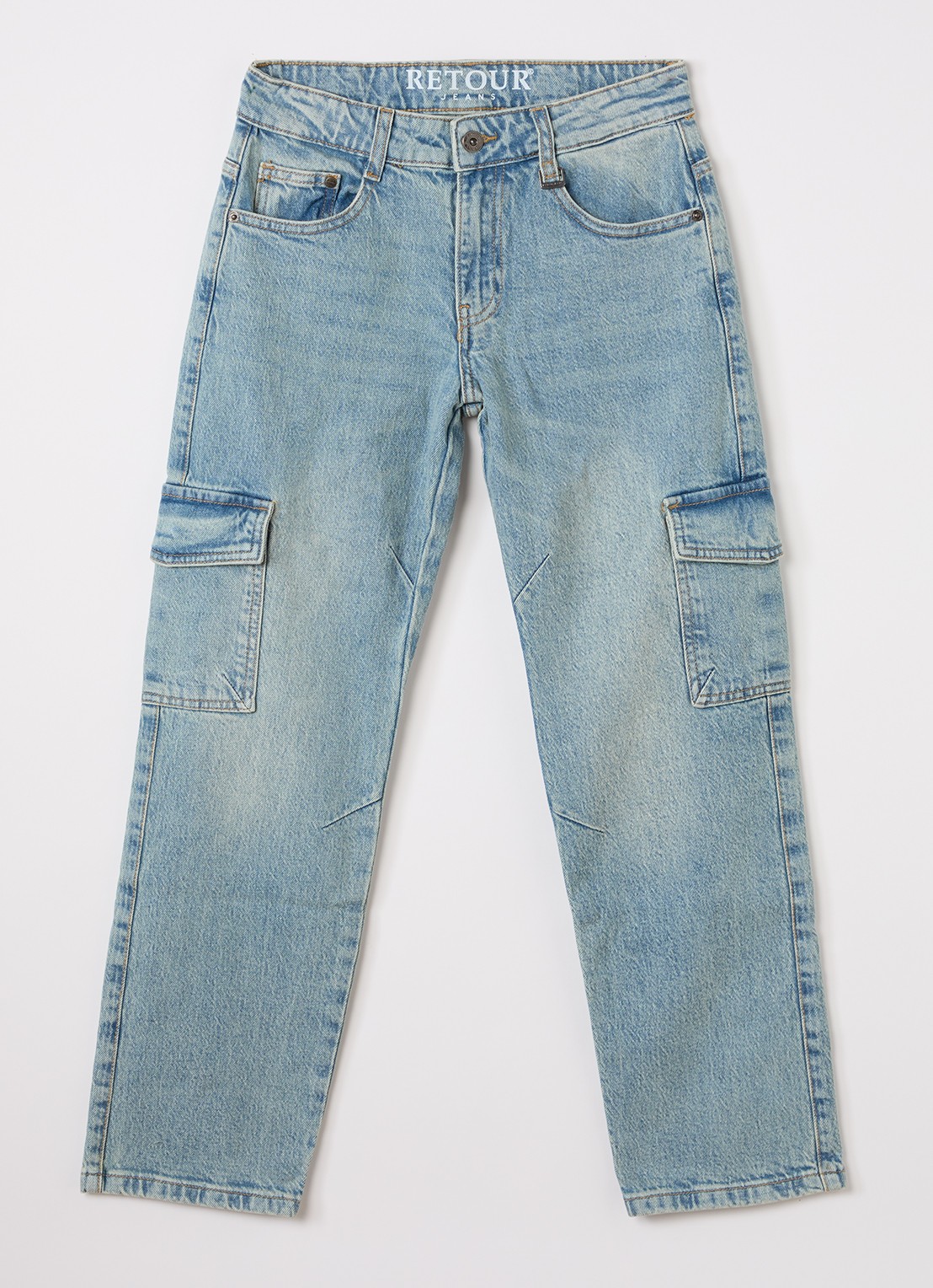 Retour Jeans Stanley straight fit cargobroek van denim - voorkant indigo