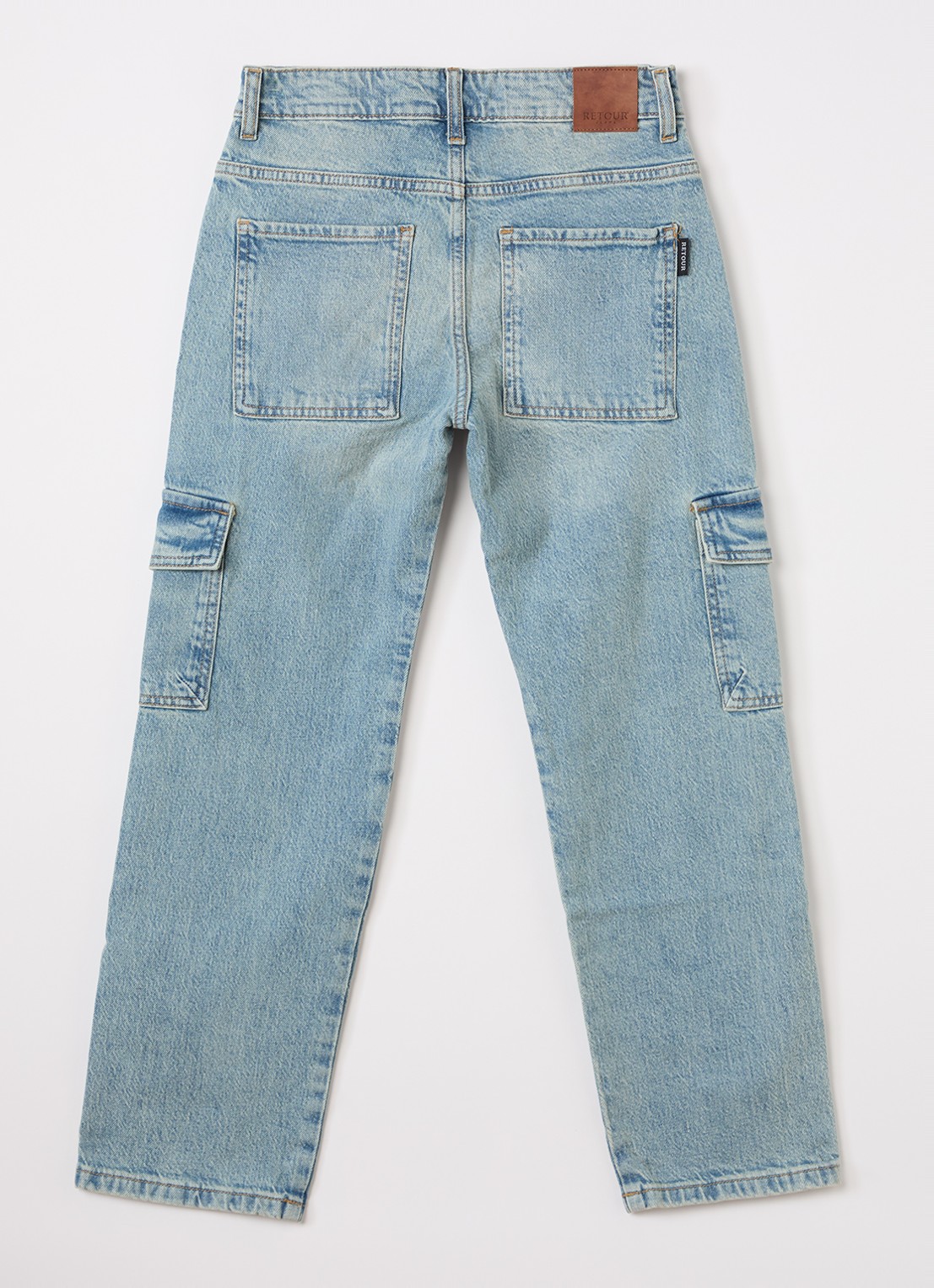 Retour Jeans Stanley straight fit cargobroek van denim - voorkant 2 indigo