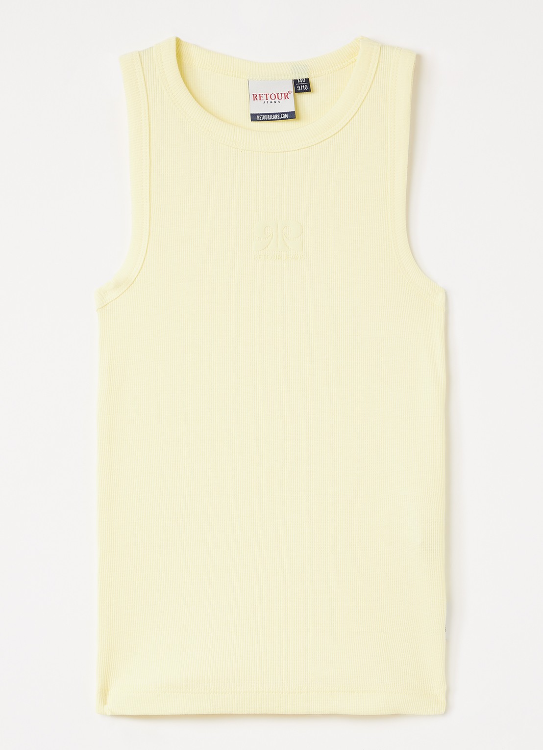 Retour Jeans Tanktop met ribstructuur - voorkant geel