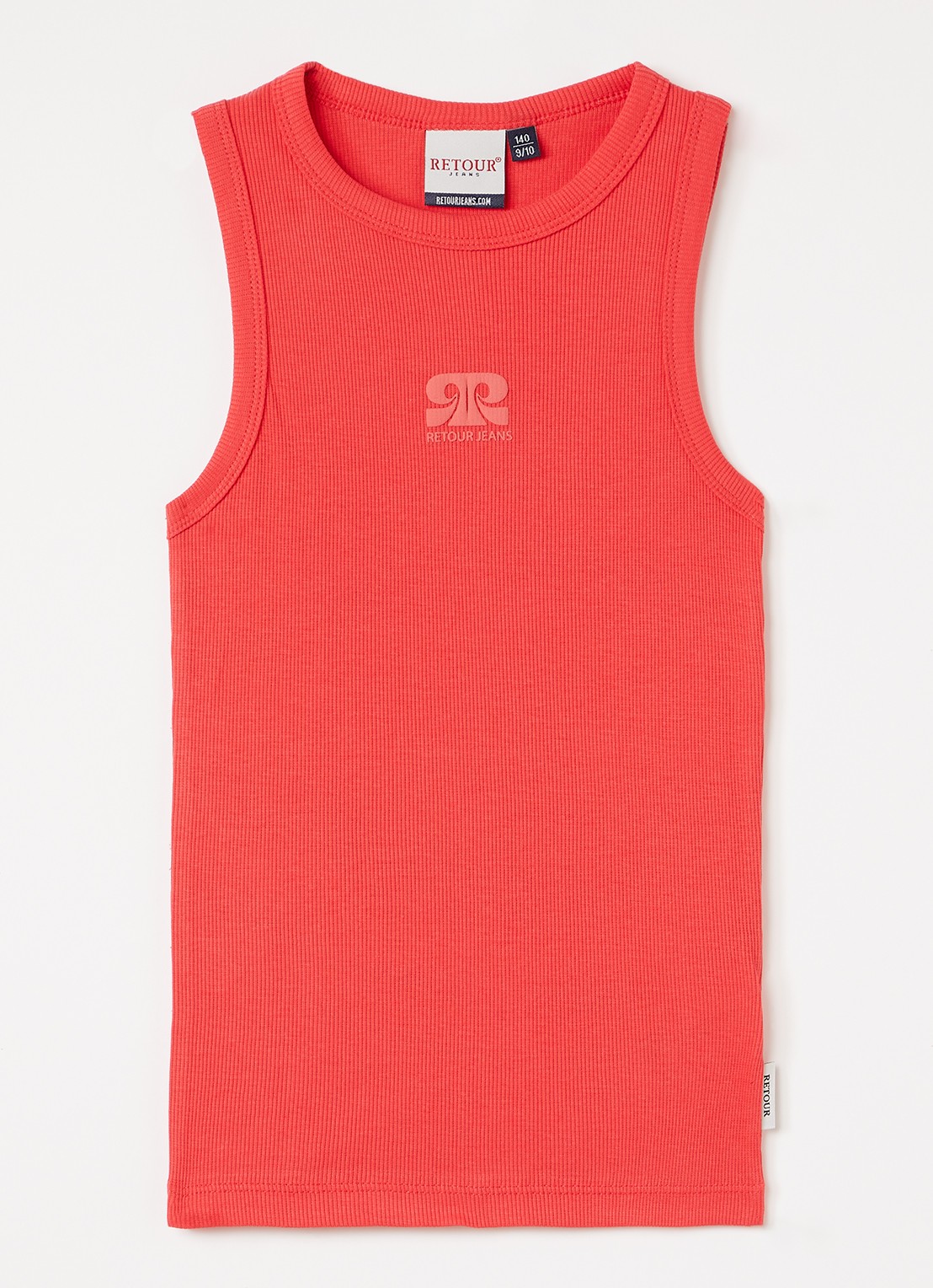 Retour Jeans Tanktop met ribstructuur - voorkant rood