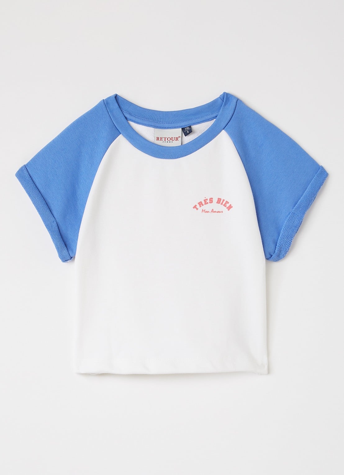 Retour Jeans Tarah T-shirt met front- en backprint - voorkant blauw