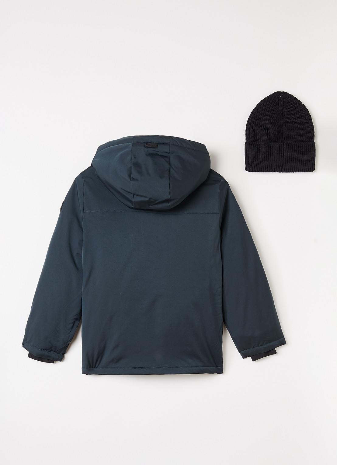 Retour Jeans Wart set van gewatteerde jas met muts 2-delig - achterkant 3 indigo