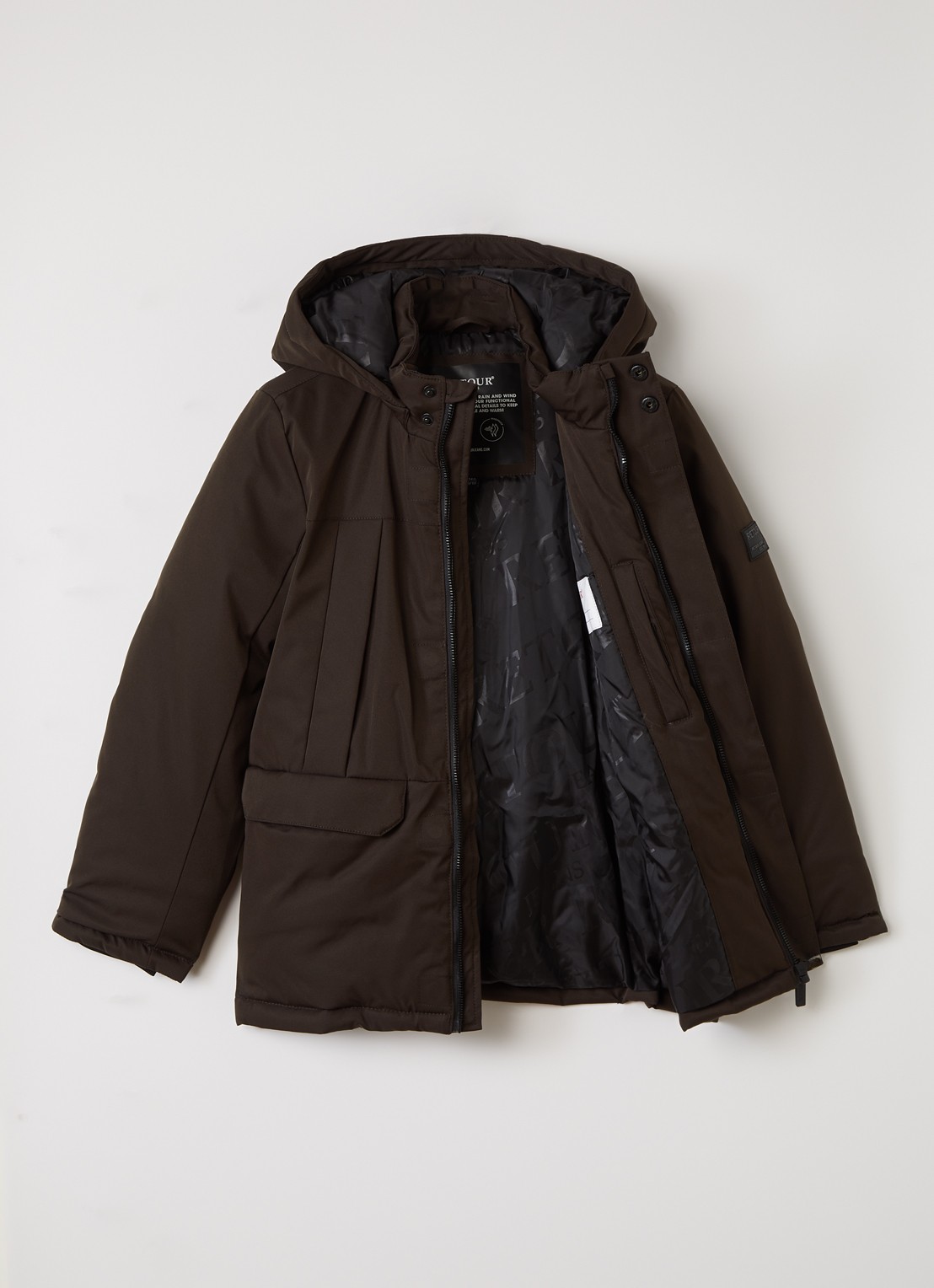 Retour Jeans Wart softshell jack met klepzakken - voorkant 2 donkerbruin