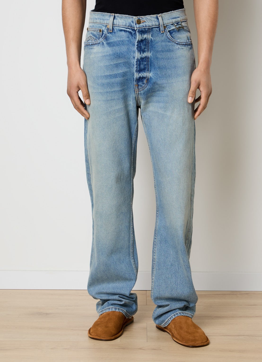 Rhude 90's Traxedo loose fit jeans met lichte wassing - detail 3 indigo