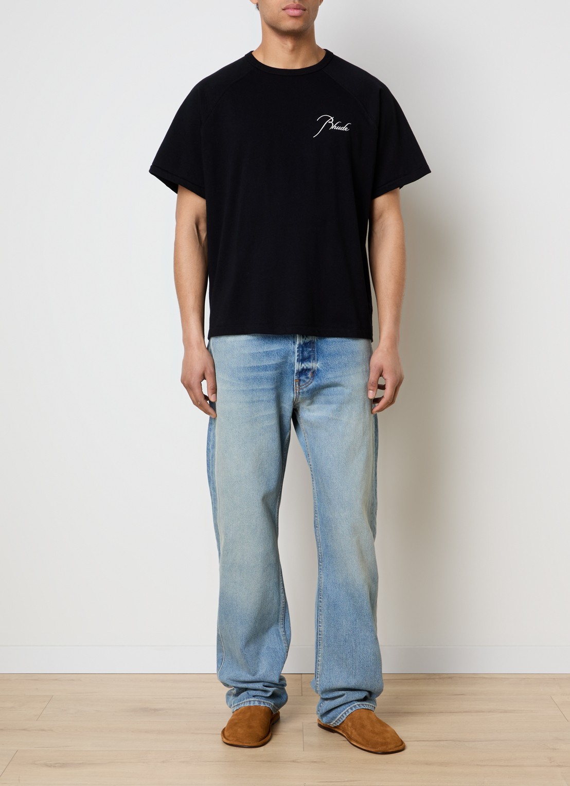 Rhude Classique T-shirt met logoborduring - voorkant 5 zwart