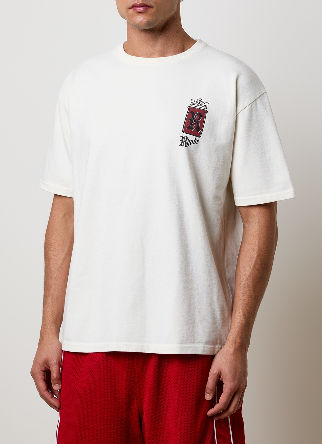 Rhude Fumar 91 T-shirt met logo- en backprint - achterkant creme