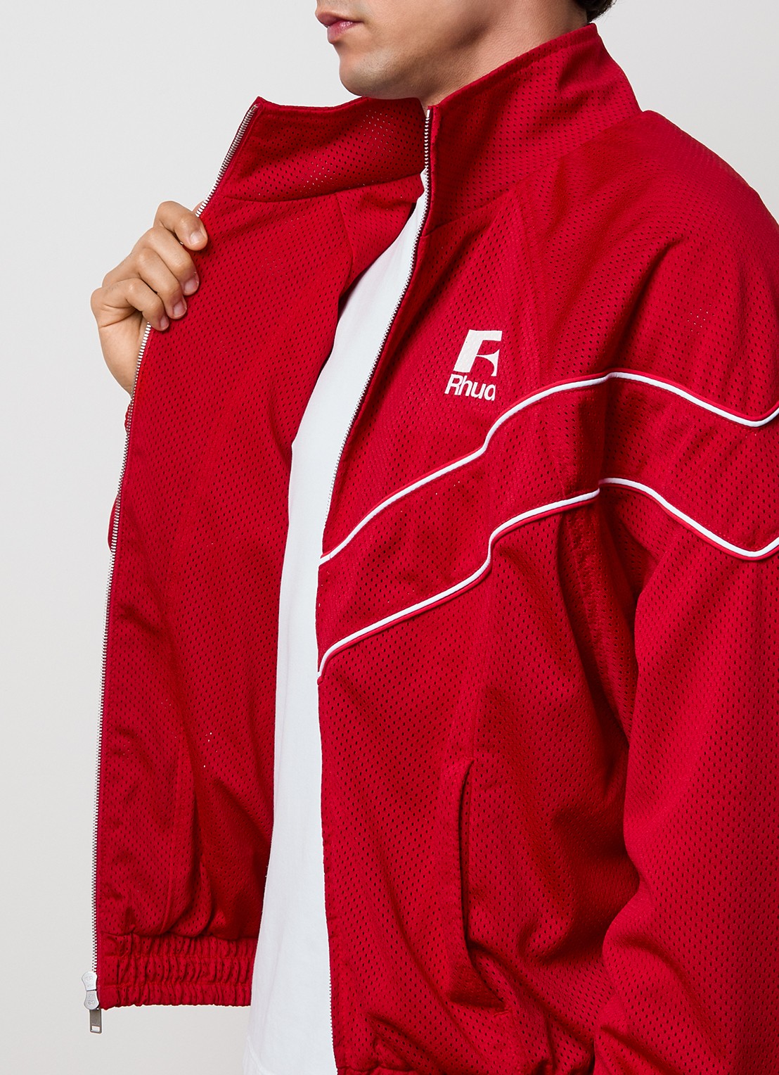 Rhude Jack met logo en opstaande kraag - detail 5 kersenrood