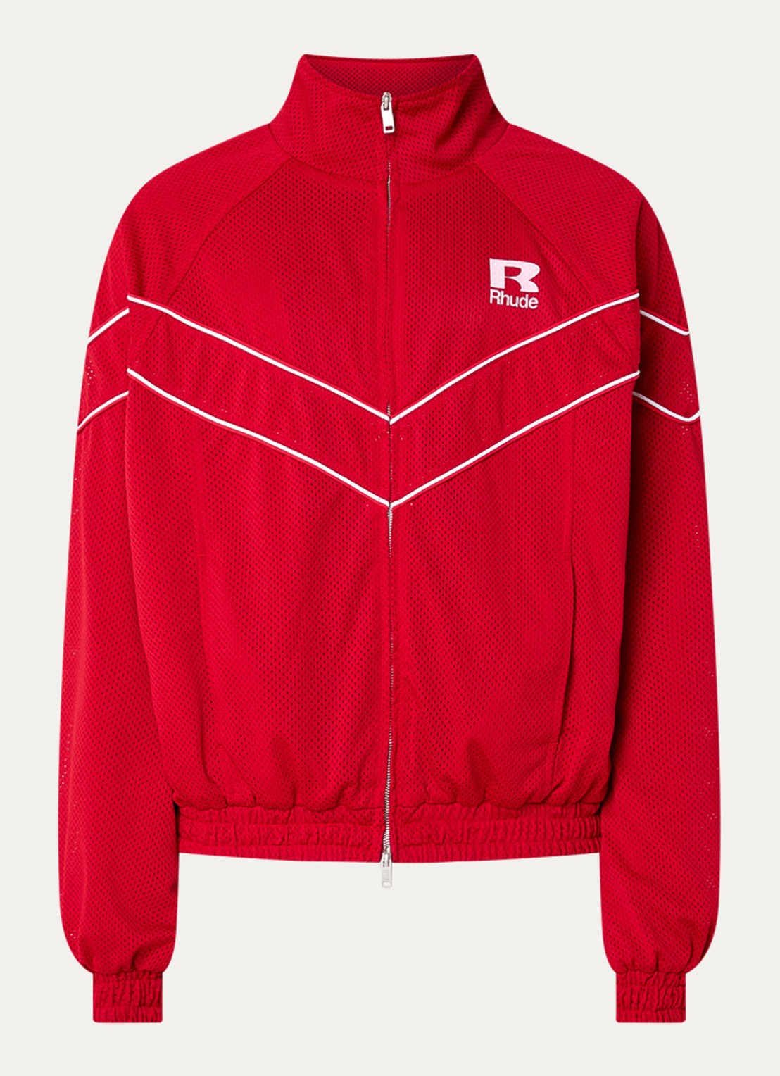 Rhude Jack met logo en opstaande kraag - voorkant 2 kersenrood