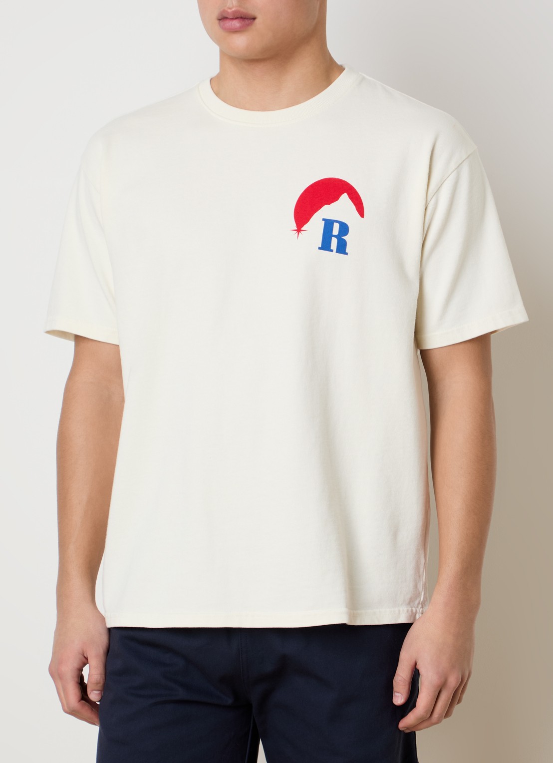Rhude Moonlight Regatta T-shirt met logo- en backprint - achterkant gebroken wit
