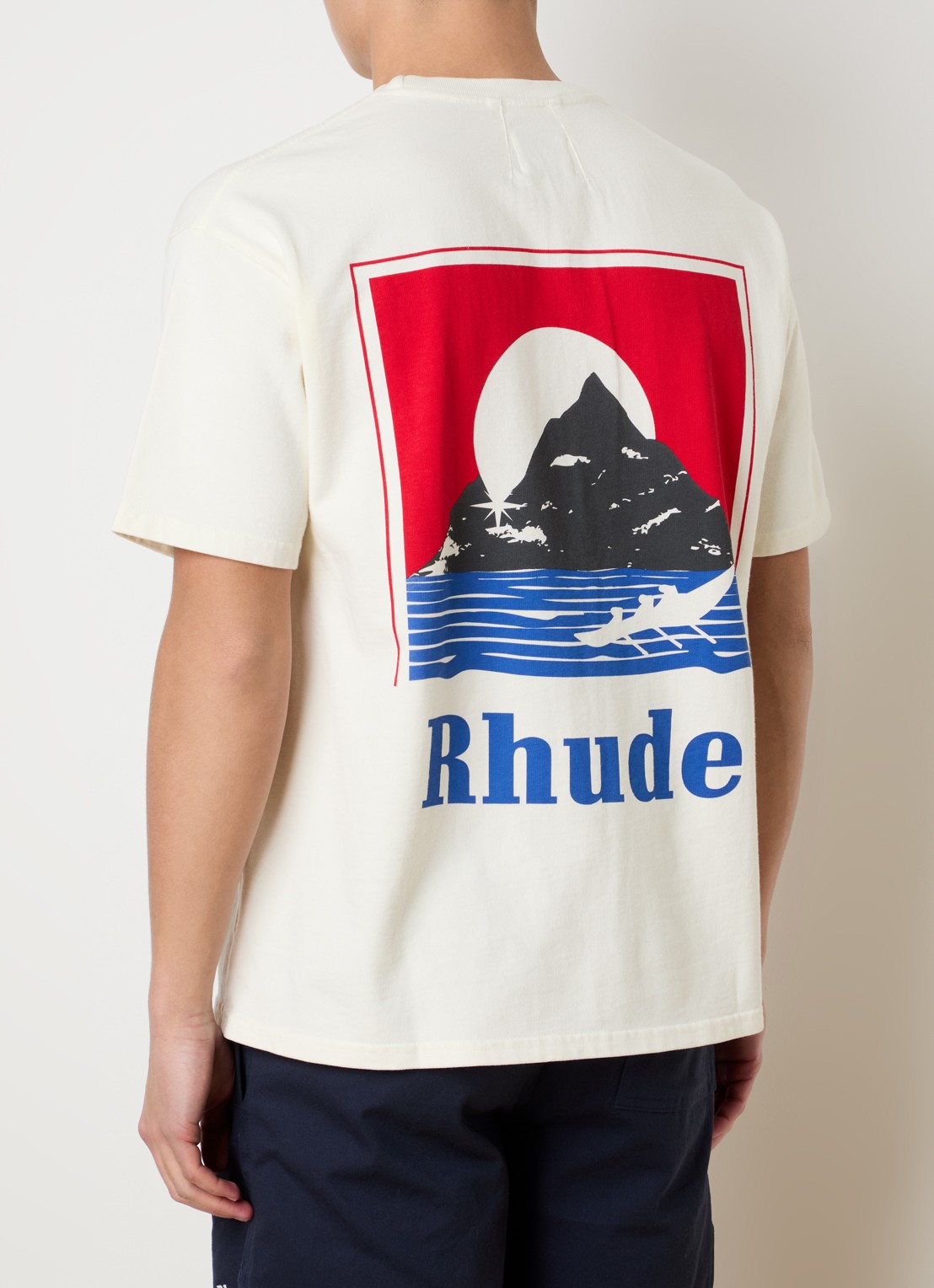 Rhude Moonlight Regatta T-shirt met logo- en backprint - detail 2 gebroken wit
