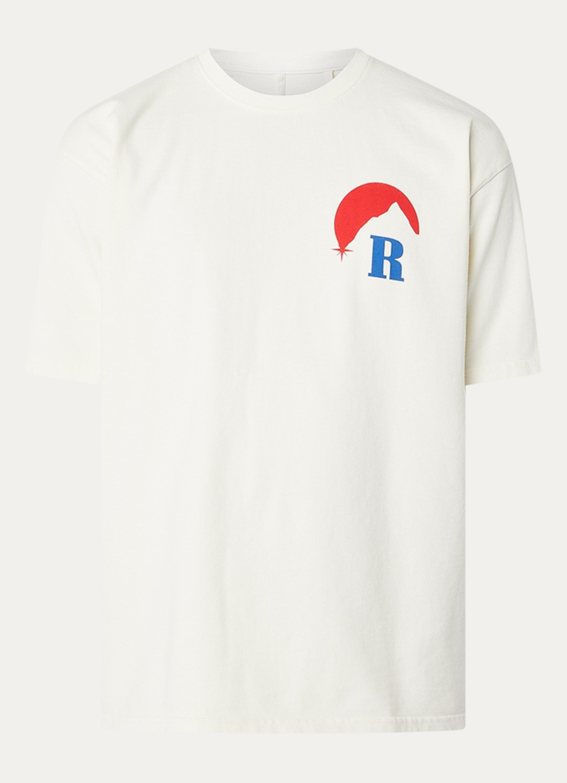 Rhude Moonlight Regatta T-shirt met logo- en backprint - voorkant 4 gebroken wit