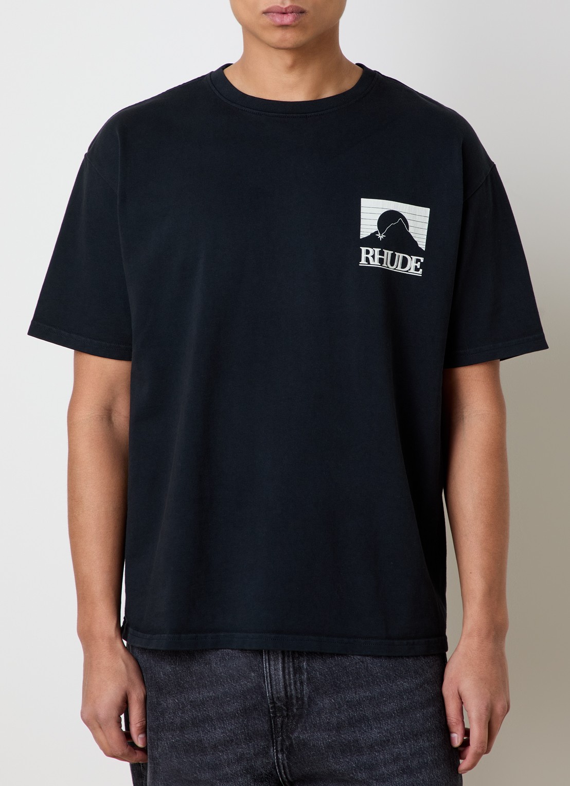 Rhude Moonlight T-shirt met logo- en backprint - achterkant zwart