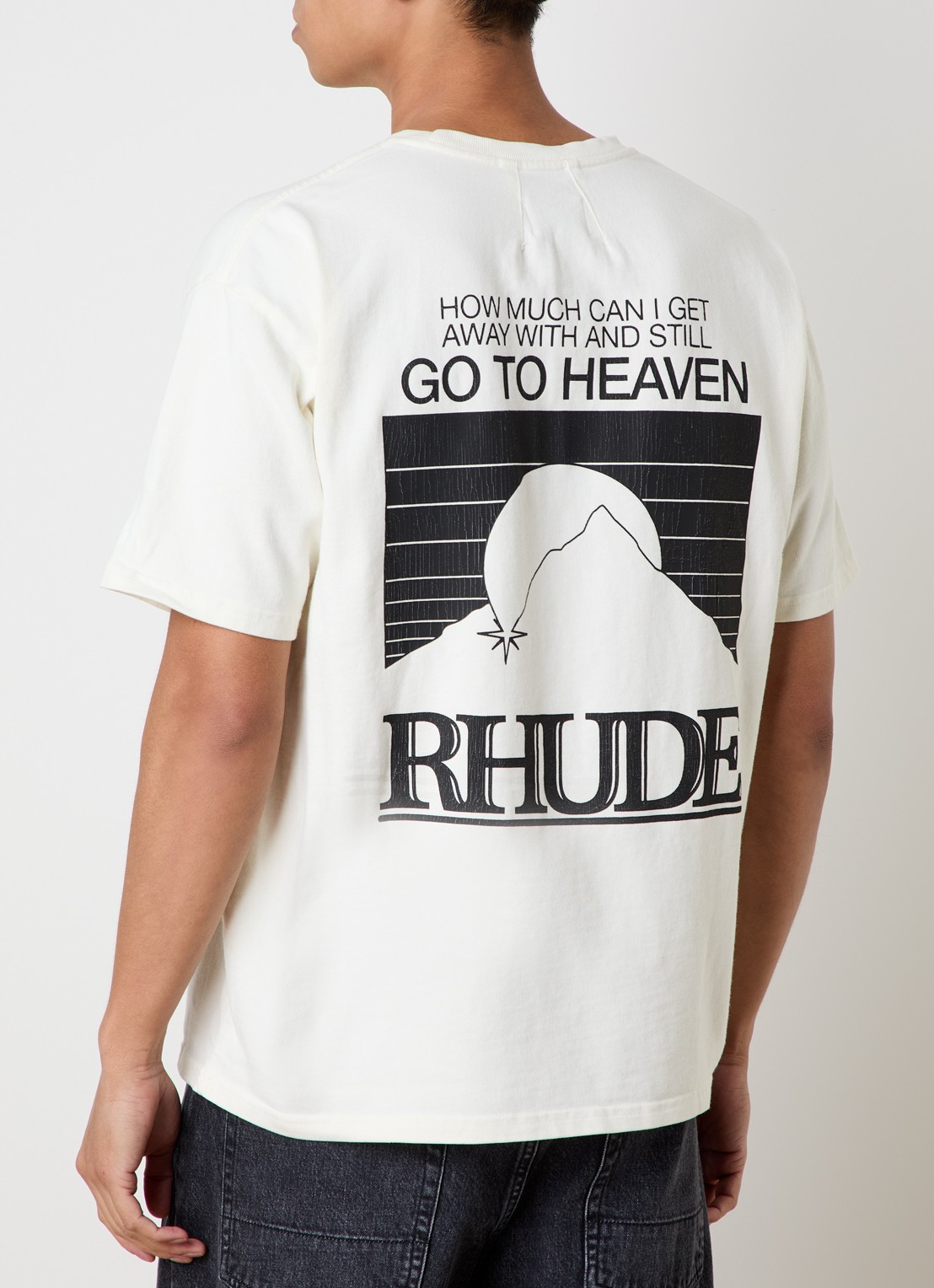 Rhude Moonlight T-shirt met logo- en backprint - detail 4 ivoor