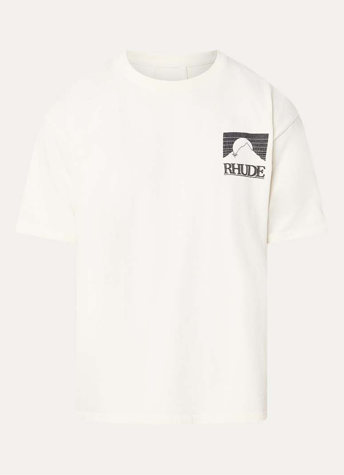 Rhude Moonlight T-shirt met logo- en backprint - voorkant 2 ivoor